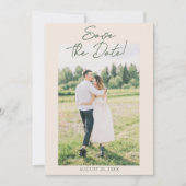 Donkergroene met de hand getekende bloementuin fot save the date (Voorkant)