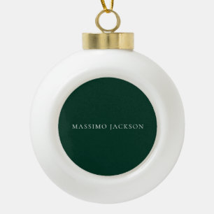 Donkergroene minimalistische effen moderne estheti keramische bal ornament