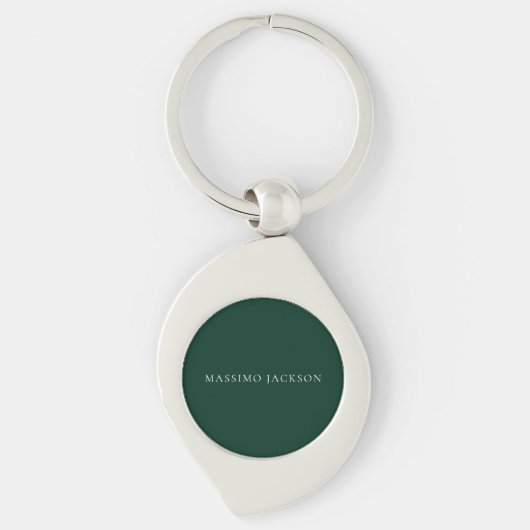 Donkergroene minimalistische effen moderne estheti sleutelhanger (Voorkant)