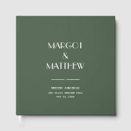 Donkergroene minimalistische Scandi-bruiloft Gastenboek