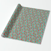 Donkergroene Mint Aardbei Inpakpapier / Cadeaupapi (Uitgerold)