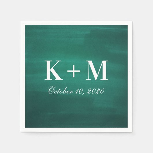Donkergroene moderne bruiloft. Eenvoudige elegante Servet (Voorkant)