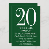 Donkergroene moderne eenvoudige jubileumuitnodigin kaart (Voorkant / Achterkant)