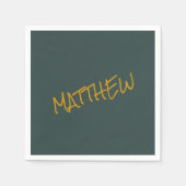 Donkergroene moderne gouden lettering script servet (Voorkant)