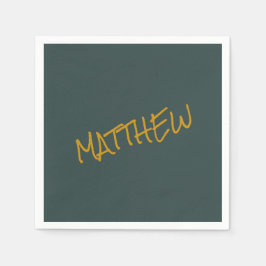 Donkergroene moderne gouden lettering script servet