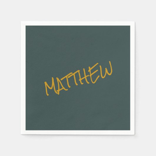 Donkergroene moderne gouden lettering script servet (Voorkant)