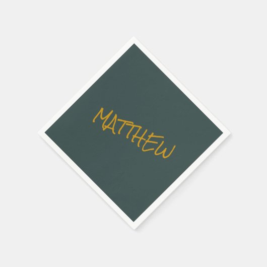 Donkergroene moderne gouden lettering script servet (Hoek)