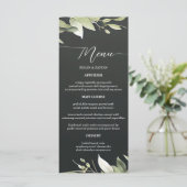 Donkergroene Moderne Groene Bladeren Bruiloft Menu (Staand voorkant)