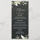 Donkergroene Moderne Groene Bladeren Bruiloft Menu (Voorkant)