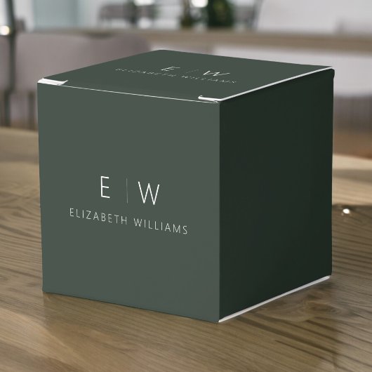 Donkergroene Moderne Minimalistische Monogramnaam Bedankdoosjes