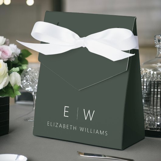 Donkergroene Moderne Minimalistische Monogramnaam Bedankdoosjes