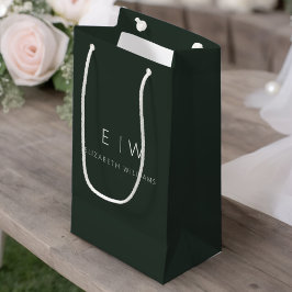 Donkergroene Moderne Minimalistische Monogramnaam Klein Cadeauzakje