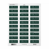 Donkergroene Moderne Script Harten Retouradres Etiket (Full Sheet)