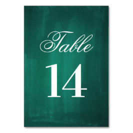 Donkergroene moderne tafel nummer. Smaragd trouwen Kaart