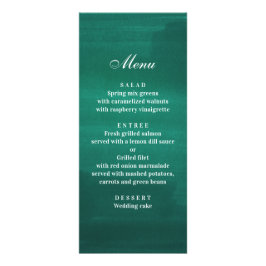 Donkergroene moderne trouwdiner. Smaragdgroen menu