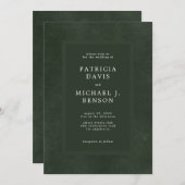 Donkergroene moderne typografie elegante bruiloft kaart (Voorkant / Achterkant)