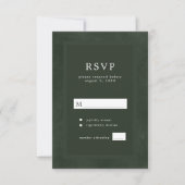 Donkergroene moderne typografie elegante bruiloft RSVP kaartje (Voorkant)
