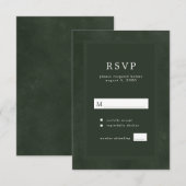 Donkergroene moderne typografie elegante bruiloft RSVP kaartje (Voorkant / Achterkant)