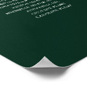 Donkergroene moderne zitplaatskaart Vind uw stoel Poster (Hoek)