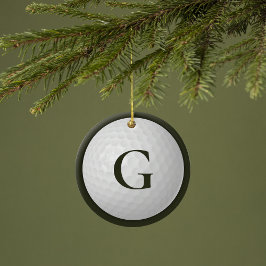 Donkergroene Monogram Golfbal Keramisch Ornament