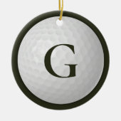 Donkergroene Monogram Golfbal Keramisch Ornament (Voorkant)