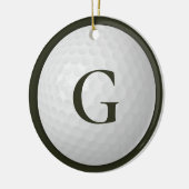 Donkergroene Monogram Golfbal Keramisch Ornament (Links)