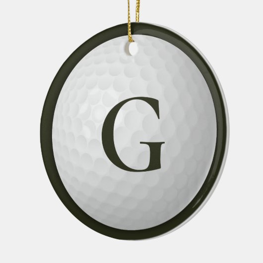 Donkergroene Monogram Golfbal Keramisch Ornament (Links)