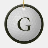 Donkergroene Monogram Golfbal Keramisch Ornament (Achterkant)