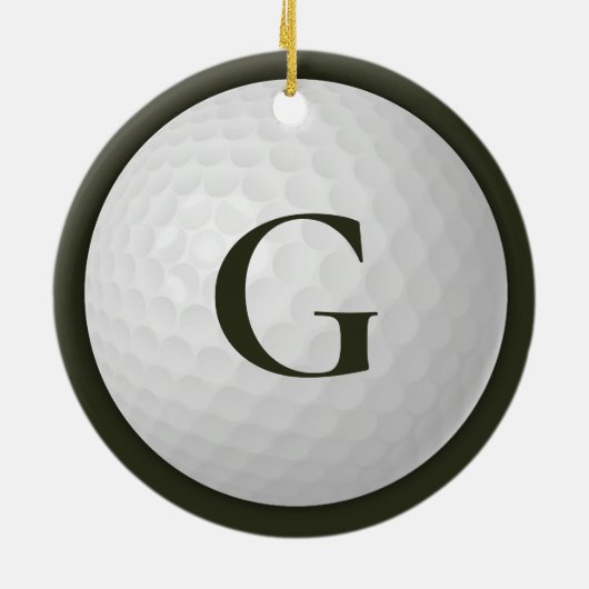 Donkergroene Monogram Golfbal Keramisch Ornament (Achterkant)
