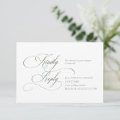 Donkergroene monogram trouw-RSVP kaart (Staand voorkant)