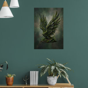Donkergroene Mosachtige Adelaar Bos Fantasie Kunst Poster