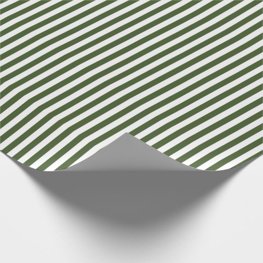 Donkergroene mosgroene en witte strepen cadeaupapier (Hoek)