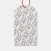 Donkergroene naalden rode holly Berries Patroon Cadeaulabel (Achterkant)