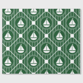 Donkergroene Nautical Sailboat Cadeaupapier (Vlak)