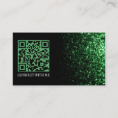 Donkergroene nep glans zwart elegante QR-code Visitekaartje (Achterkant)