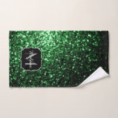 Donkergroene nepschittertjes Monogram Bad Handdoek (Handdoek)