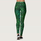 Donkergroene Ombre & Glitters Draak Schubben Leggings (Achterkant)