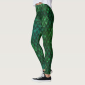Donkergroene Ombre & Glitters Draak Schubben Leggings (Links)