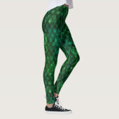 Donkergroene Ombre & Glitters Draak Schubben Leggings (Rechts)