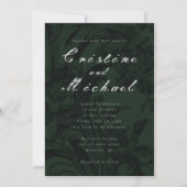 Donkergroene ornamental elegant script bruiloft kaart (Voorkant)