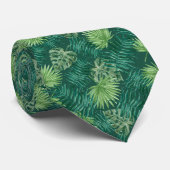 Donkergroene palm Leaf Pattern Tropische Stropdas (Opgerold)