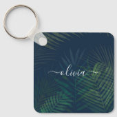 Donkergroene palmbladeren Patroon Sleutelhanger (Voorkant)
