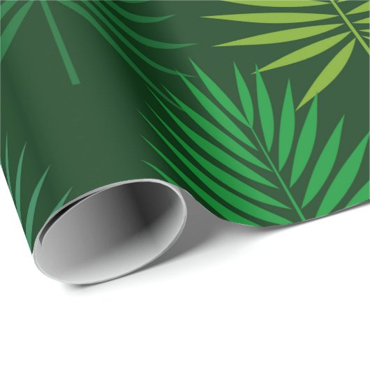 Donkergroene palmbladeren Verpakkingspapier Cadeaupapier (Rol Hoek)