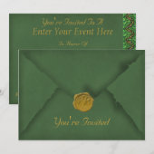 Donkergroene partijuitnodiging kaart (Voorkant / Achterkant)