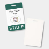 Donkergroene personeels ID naam badge haspel clip (Voor- en achterkant)