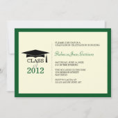 Donkergroene pet tassel afstuderen bekendmaking kaart (Voorkant)