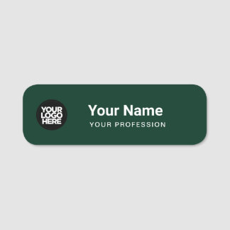 Donkergroene Pin Naam Tag of Magnetisch met Logo