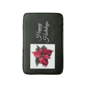 Donkergroene Poinsettia Kerstbadmat Badmat (Voorkant Verticaal)