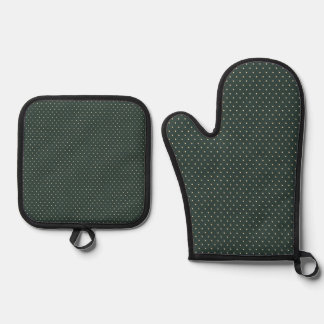 Donkergroene polkadot ovenwant & pannenlap set