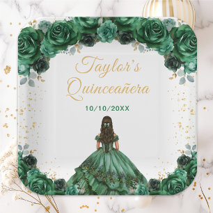 Donkergroene Princess Bloom Quinceañera Papieren Bordje